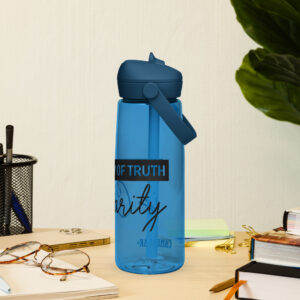 victory of truth is charity flip straw water bottle