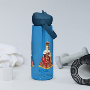 infant of prague flip straw water bottle
