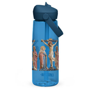 crucifixion scene flip straw water bottle