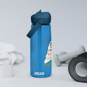 there is a first mover god flip straw water bottle