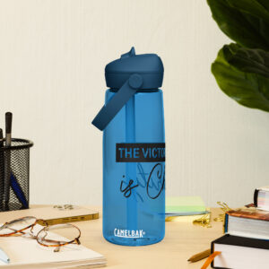 victory of truth is charity flip straw water bottle