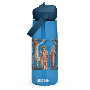 crucifixion scene flip straw water bottle