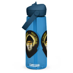 st charbel pray for us flip straw water bottle