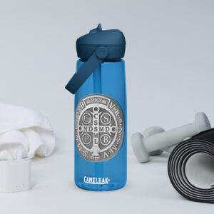 st benedict's medal flip straw water bottle