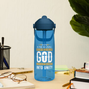 faith and love flip straw water bottle