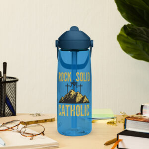 rock solid catholic flip straw water bottle