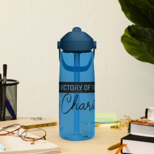 victory of truth is charity flip straw water bottle