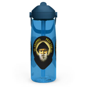 st charbel pray for us flip straw water bottle