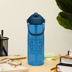 faith and love flip straw water bottle