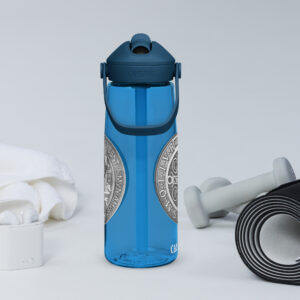 st benedict's medal flip straw water bottle