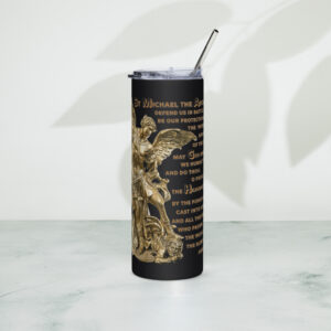 st michael archangel with prayer stainless steel tumbler