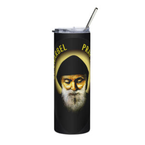 st charbel pray for us stainless steel tumbler