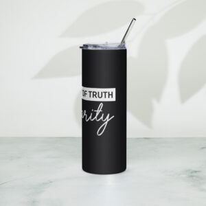 victory of truth is charity stainless steel tumbler