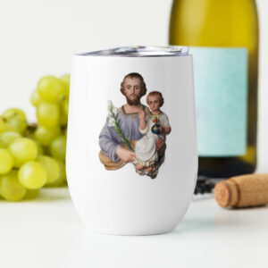st joseph and the child jesus wine tumbler