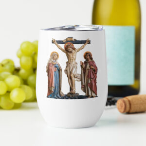 crucifixion scene wine tumbler