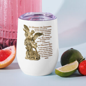 st michael archangel with prayer wine tumbler